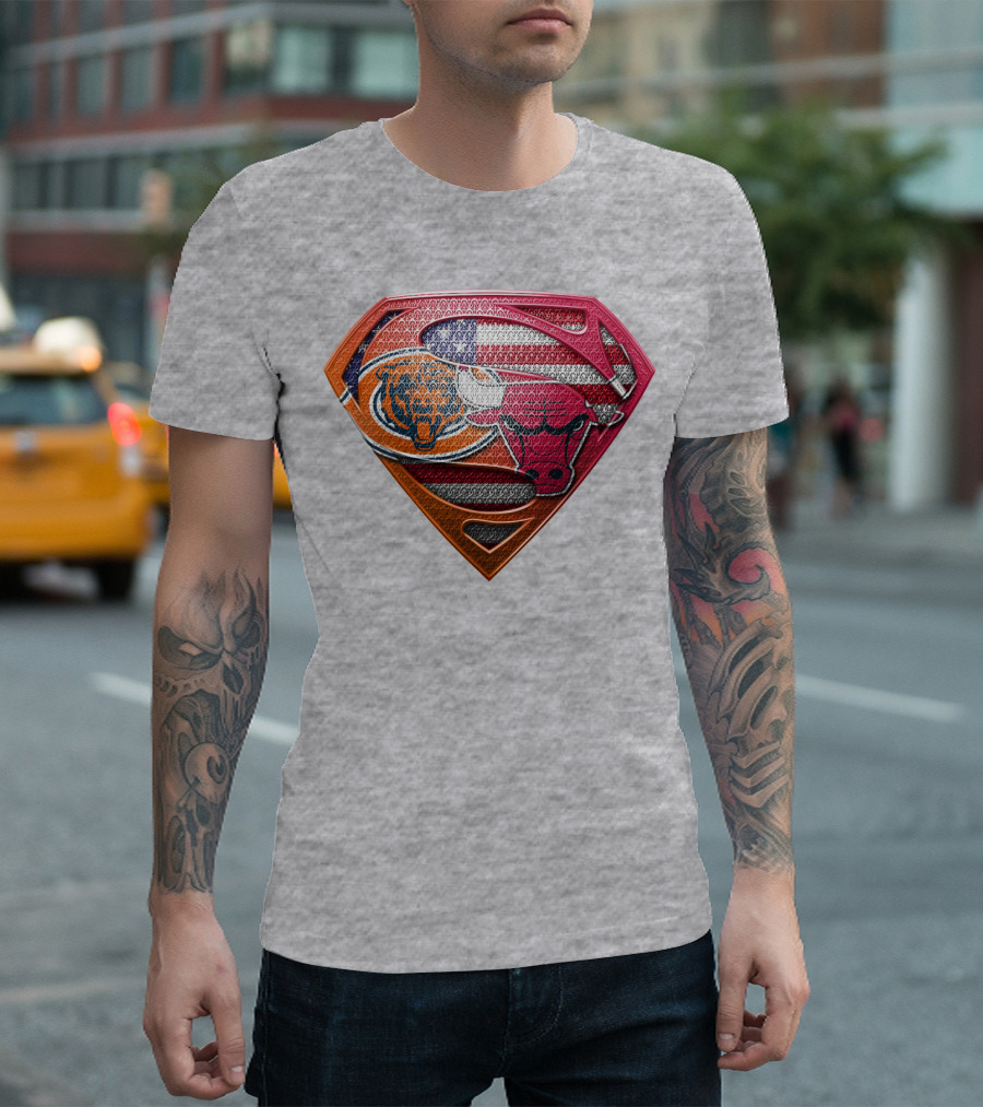 Super Symbols Collage:  Bears Bulls Usa Flag T-Shirt