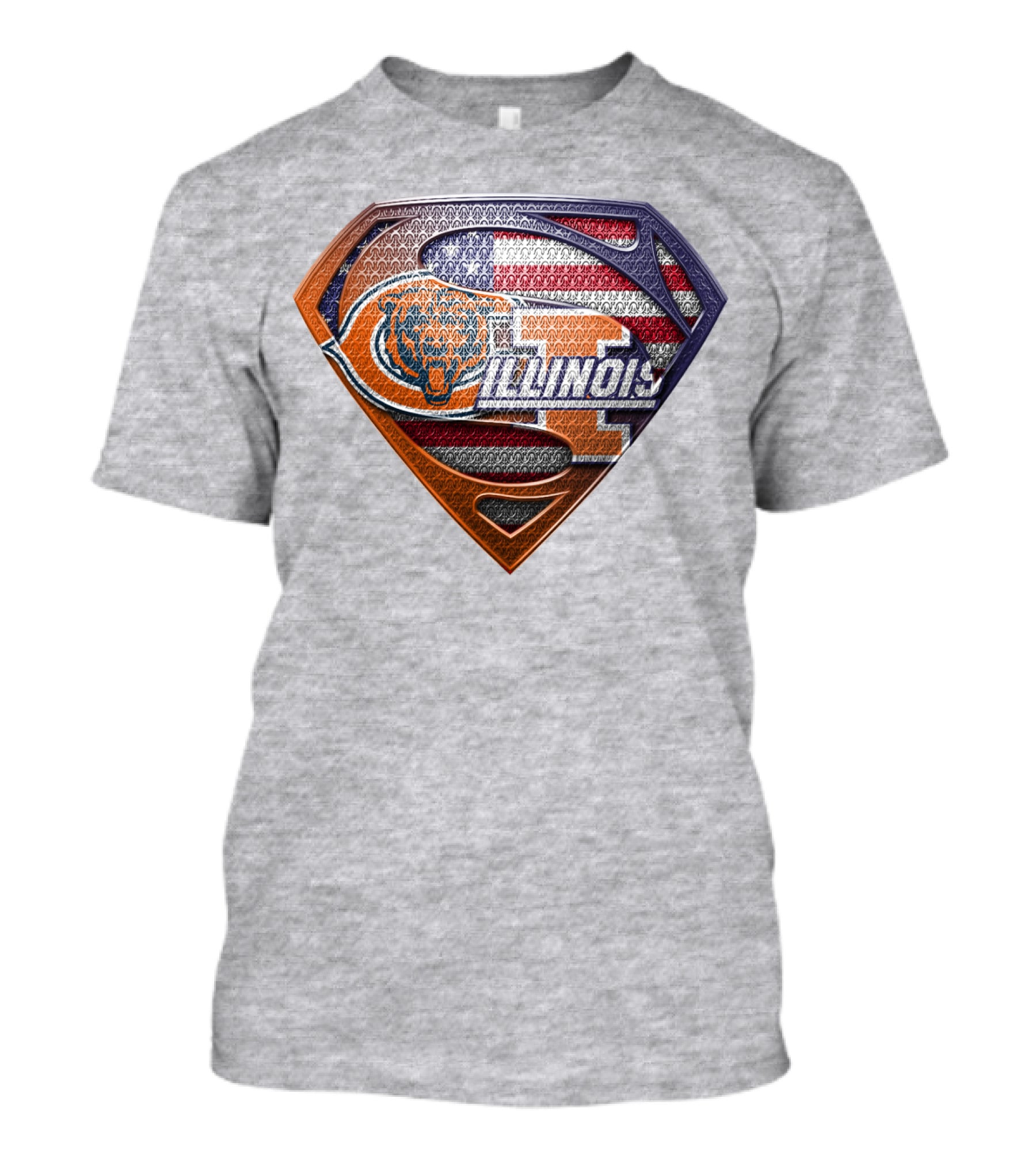 Superman Logo Bears Illinois American Flag T-Shirt
