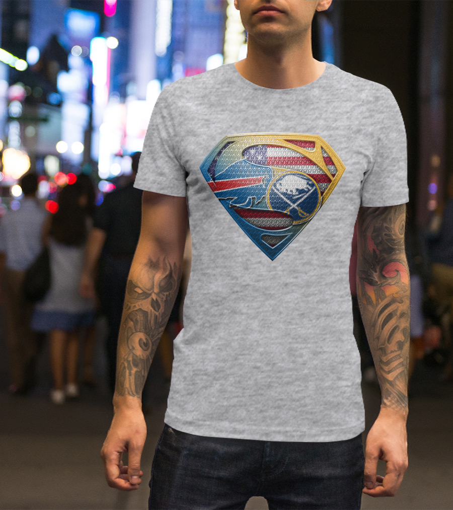 Super Buffalo Sabres American Flag Shield T-Shirt