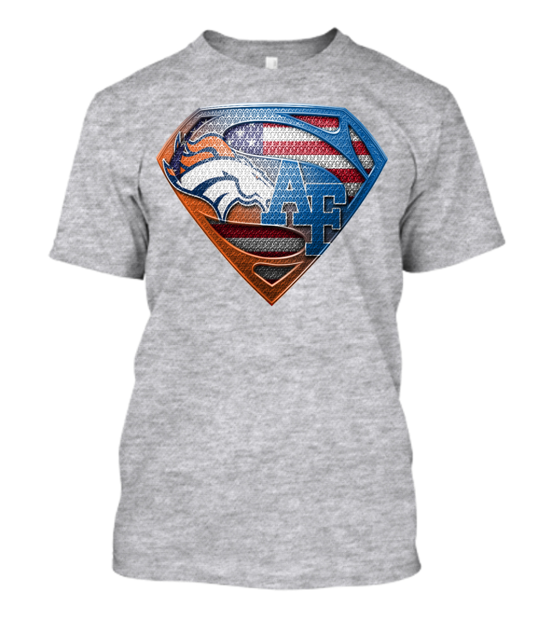 Air Force Falcons Denver Broncos American Flag Shield T-Shirt