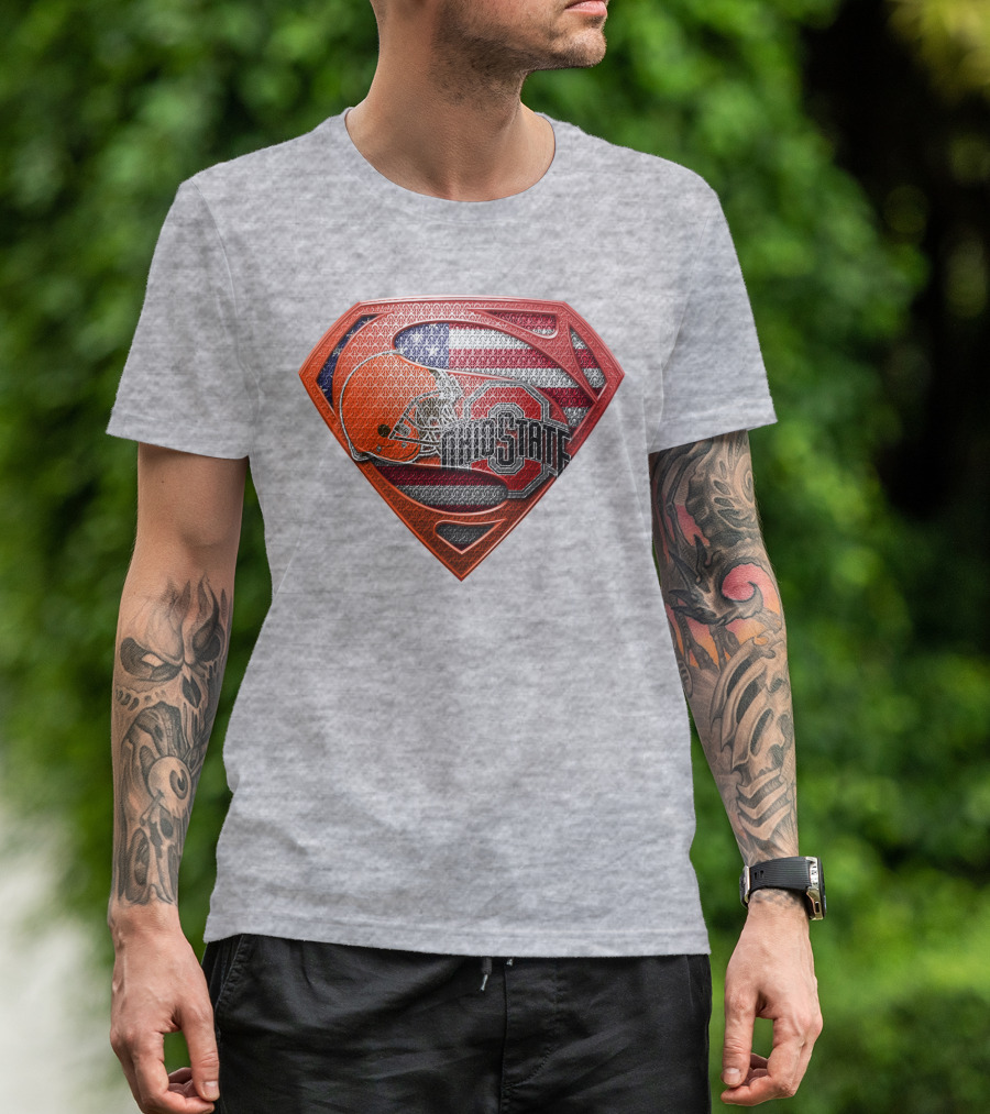 Ohio State Buckeyes American Flag Superman Logo Sps T-Shirt