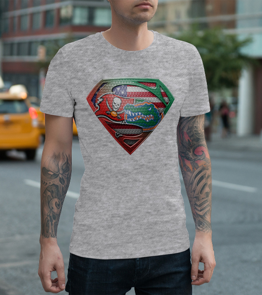 Superman Logo Tampa Bay Buccaneers Florida Gators American Flag T-Shirt