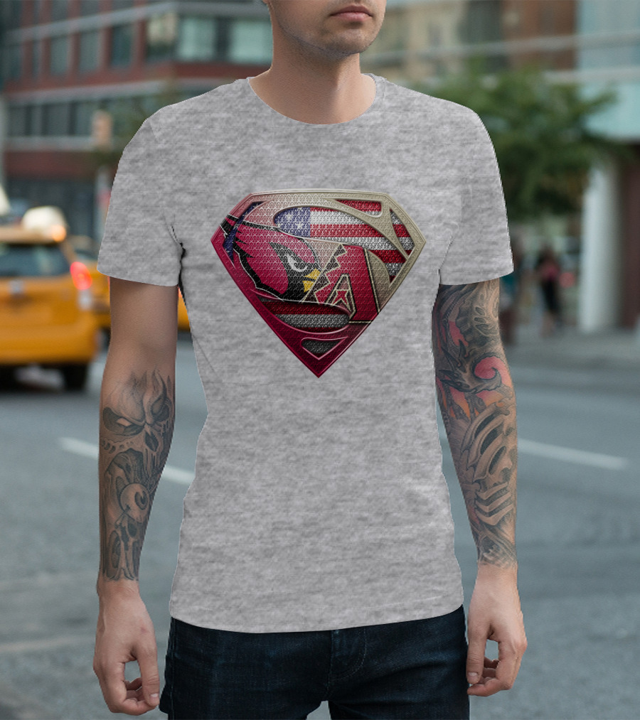 Superman American Flag Arizona Cardinals Logo Fusion T-Shirt