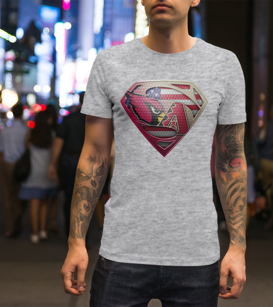 Superman American Flag Arizona Cardinals Logo Fusion T-Shirt