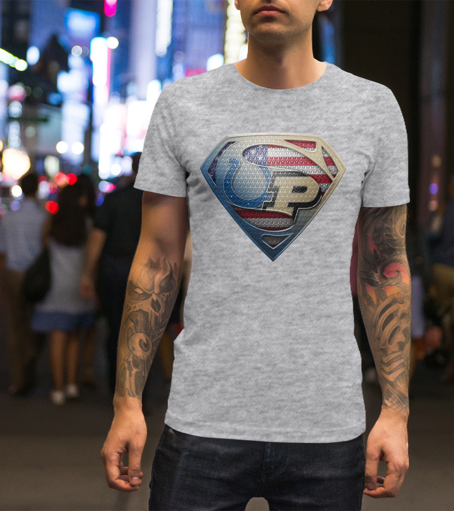 Colts Superman Purdue American Flag T-Shirt