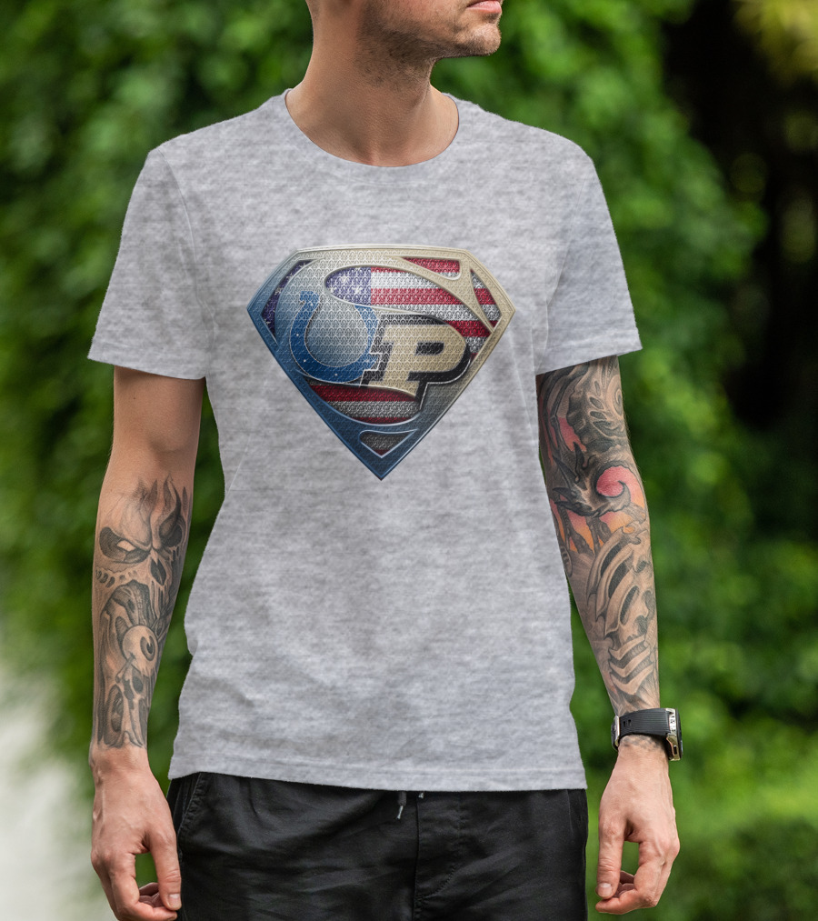 Colts Superman Purdue American Flag T-Shirt