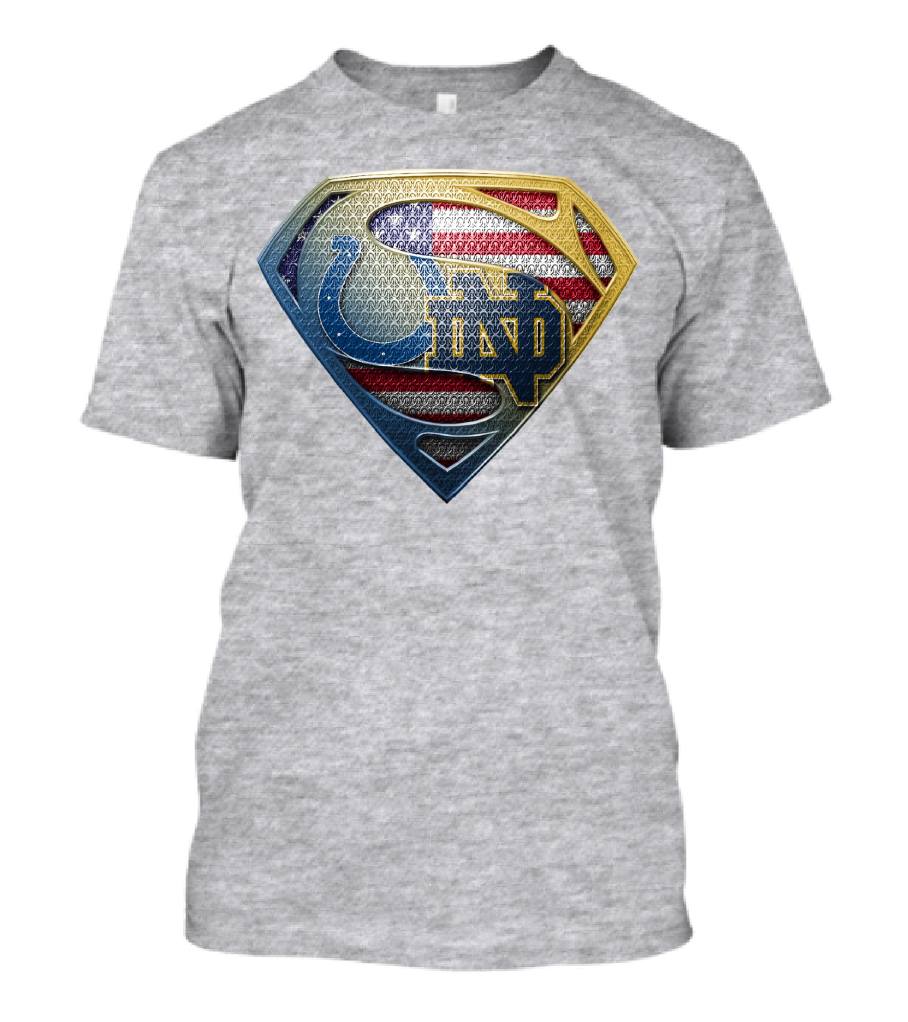 Notre Dame And Indianapolis Colts American Flag Superman T-Shirt