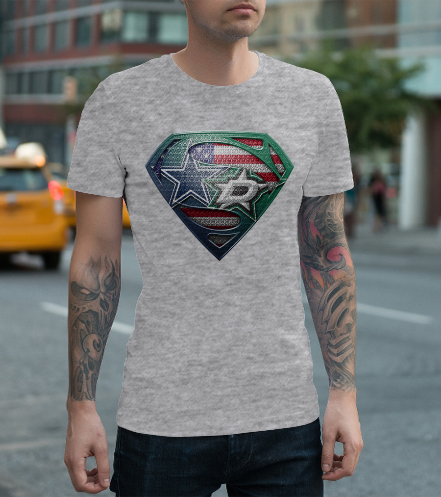 Dallas Stars American Flag Superman T-Shirt