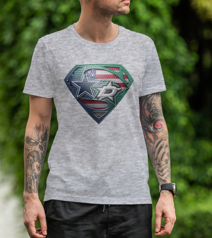 Dallas Stars American Flag Superman T-Shirt