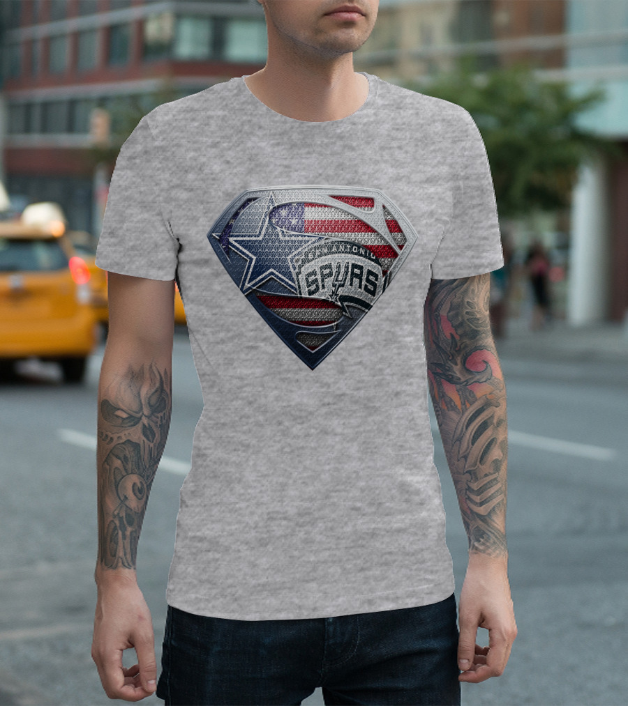 San Antonio Spurs Superman Shield Usa Flag T-Shirt