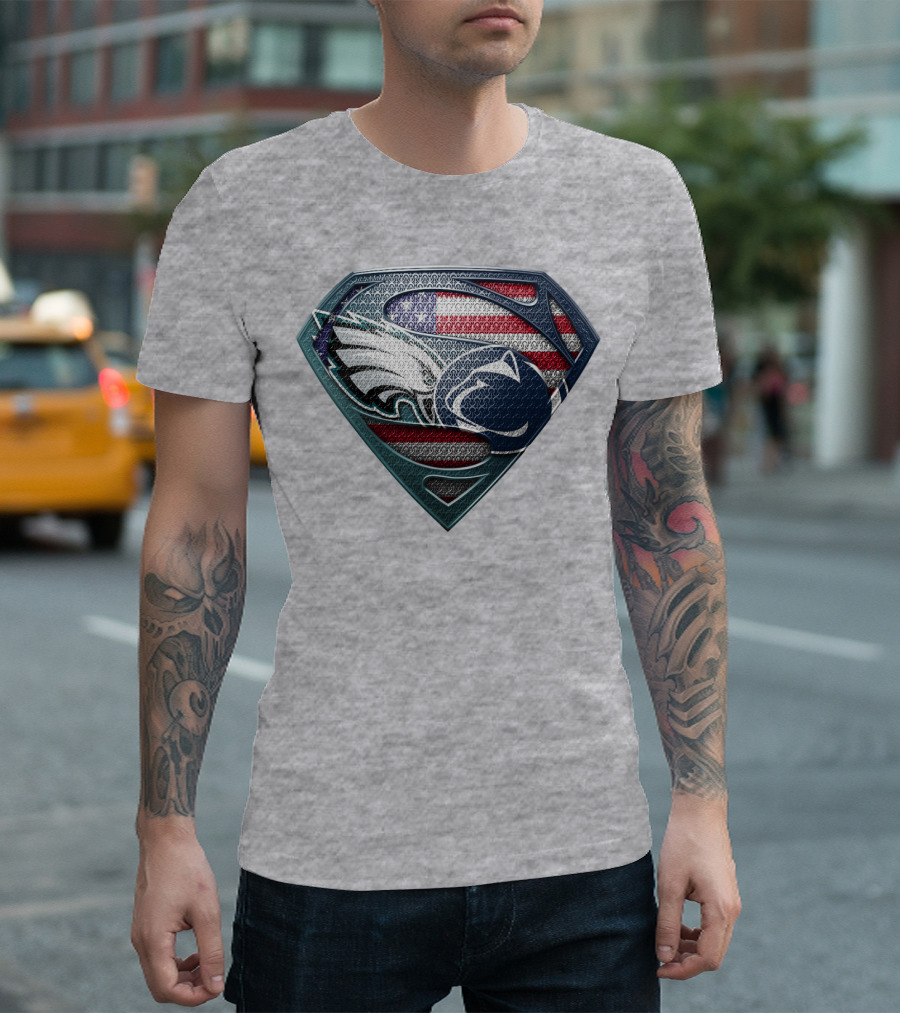 American Flag Philadelphia Eagles Penn State Superman Shield T-Shirt