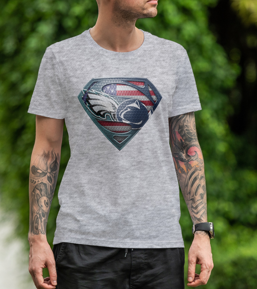 American Flag Philadelphia Eagles Penn State Superman Shield T-Shirt