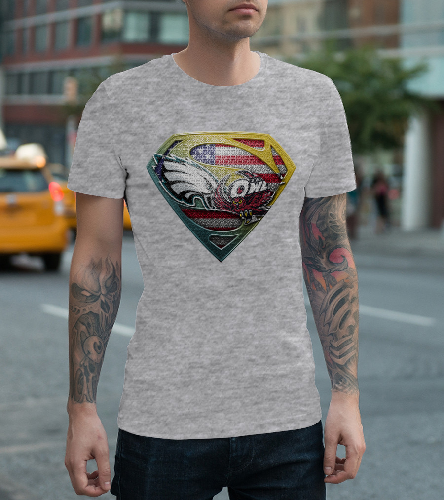 Eagle Owl American Flag Superman Shield T-Shirt
