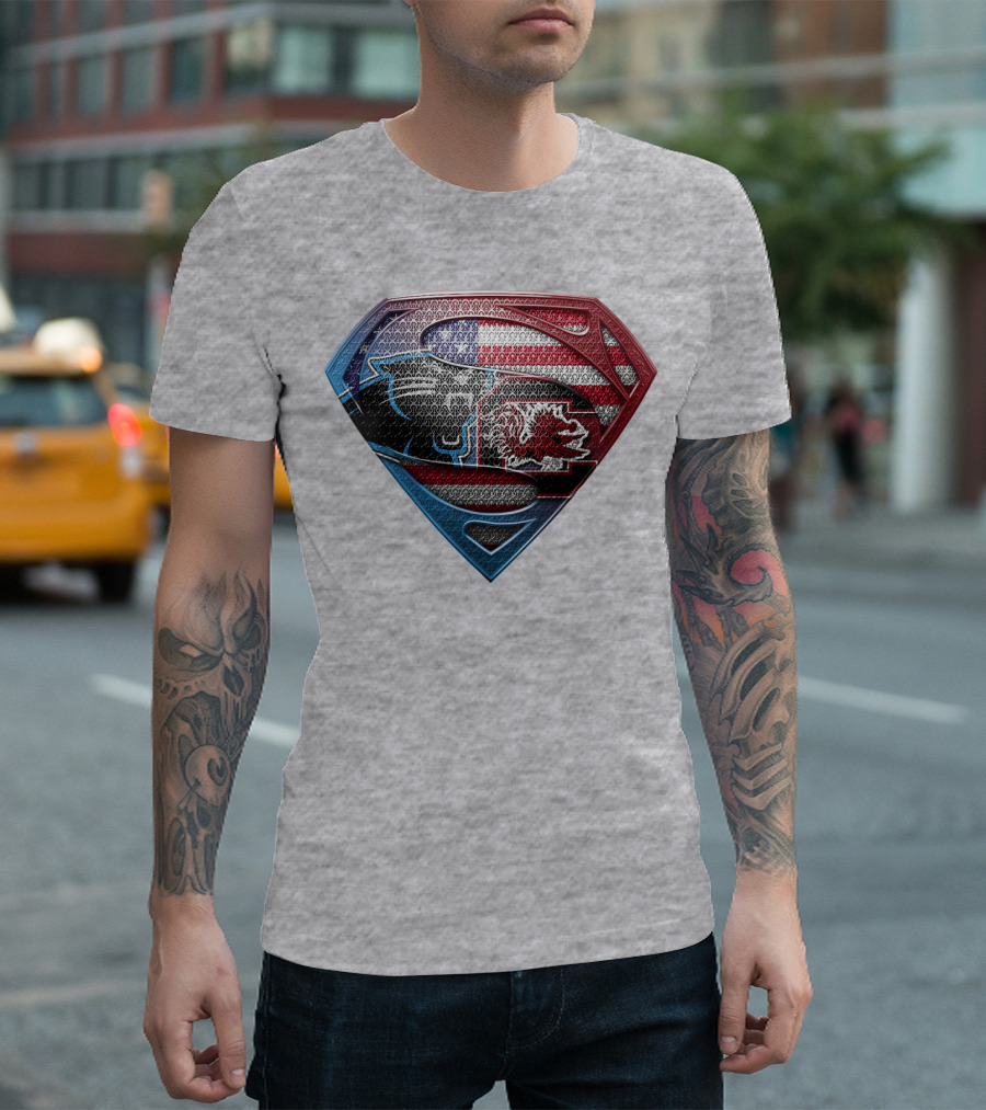 Superman Shield American Flag Panthers Gamecocks T-Shirt