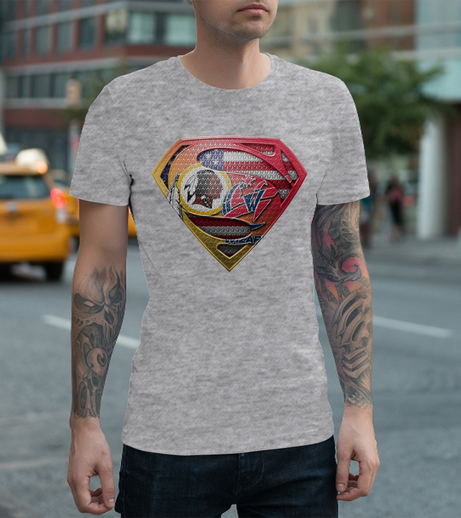 Superman Washington Redskins Wizards Nfl Nba Mix Superhero T-Shirt