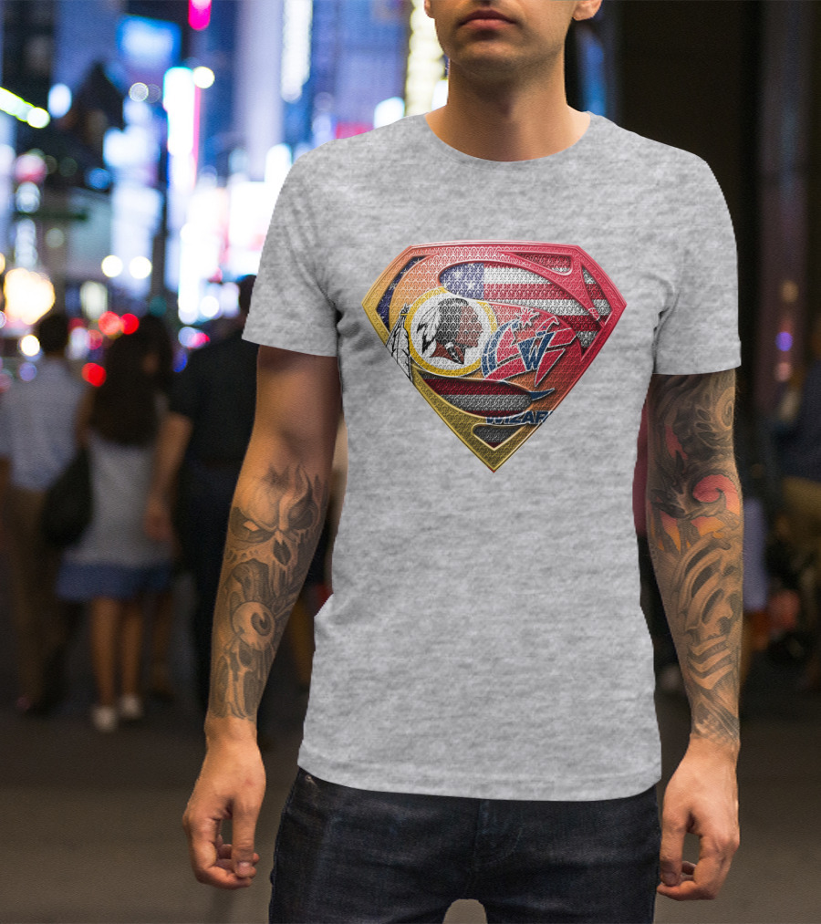 Superman Washington Redskins Wizards Nfl Nba Mix Superhero T-Shirt