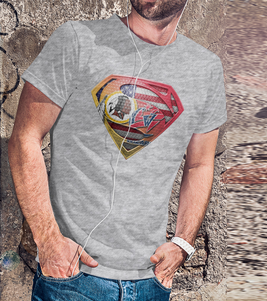 Superman Washington Redskins Wizards Nfl Nba Mix Superhero T-Shirt