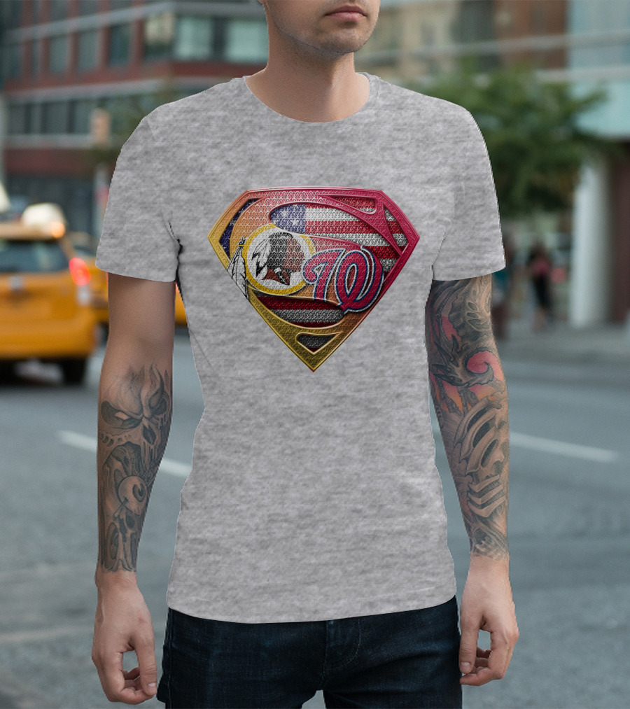 Washington W Super Redskins Patriots Flag Superman T-Shirt
