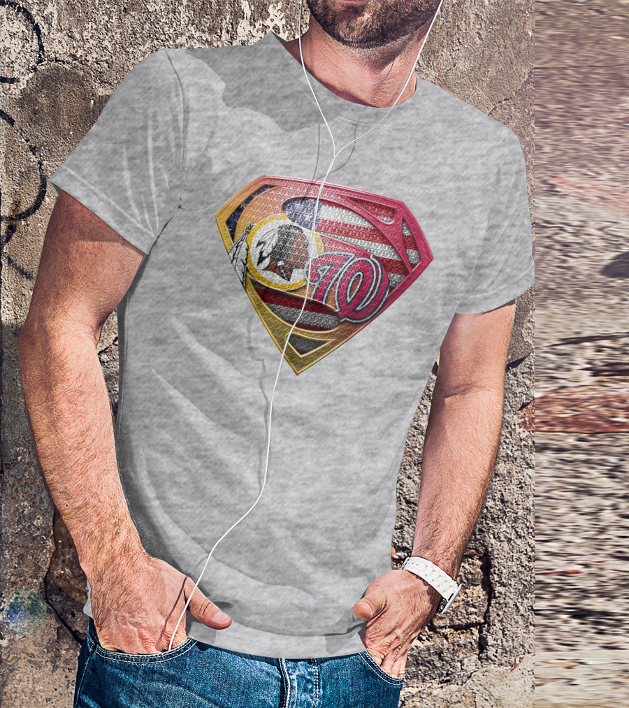 Washington W Super Redskins Patriots Flag Superman T-Shirt