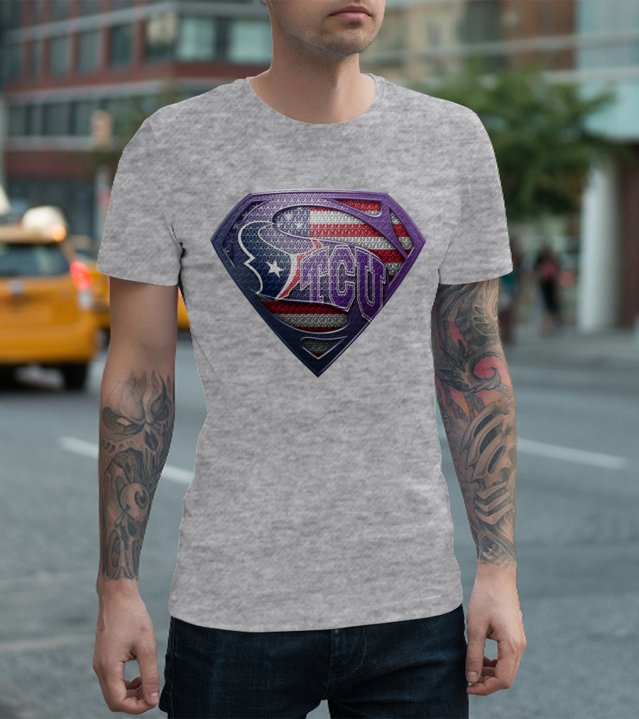 Tcu Super Shield American Flag Style T-Shirt
