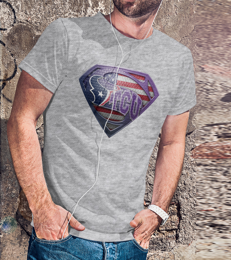 Tcu Super Shield American Flag Style T-Shirt