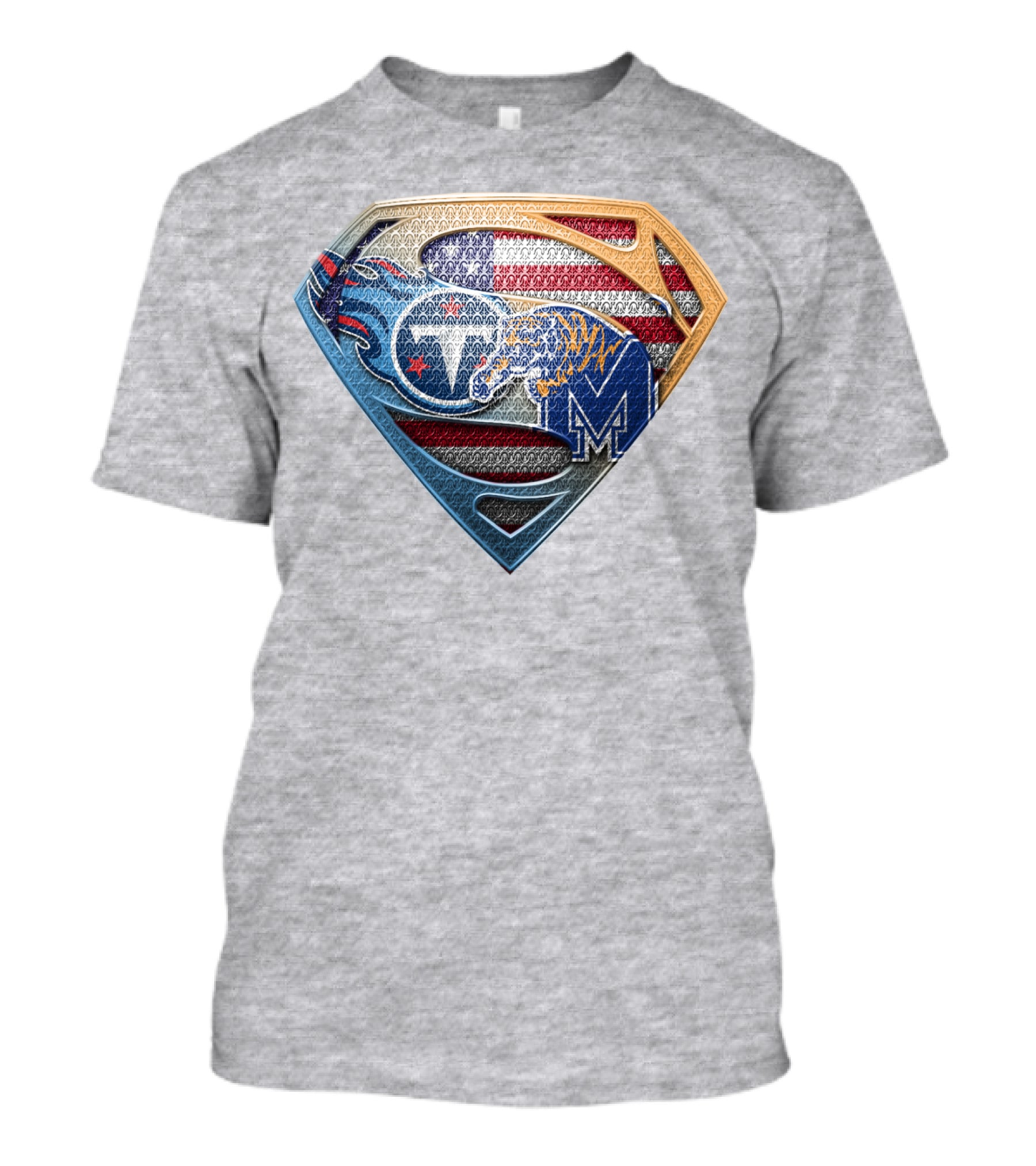 Memphis Tigers American Flag Superman Shield T-Shirt