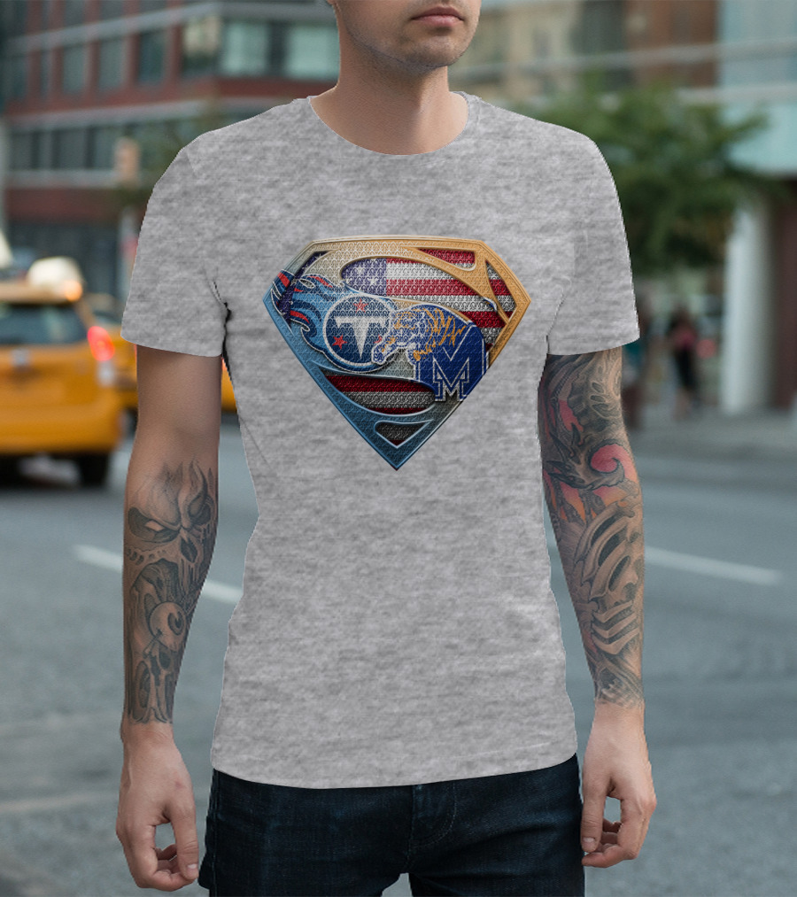 Memphis Tigers American Flag Superman Shield T-Shirt