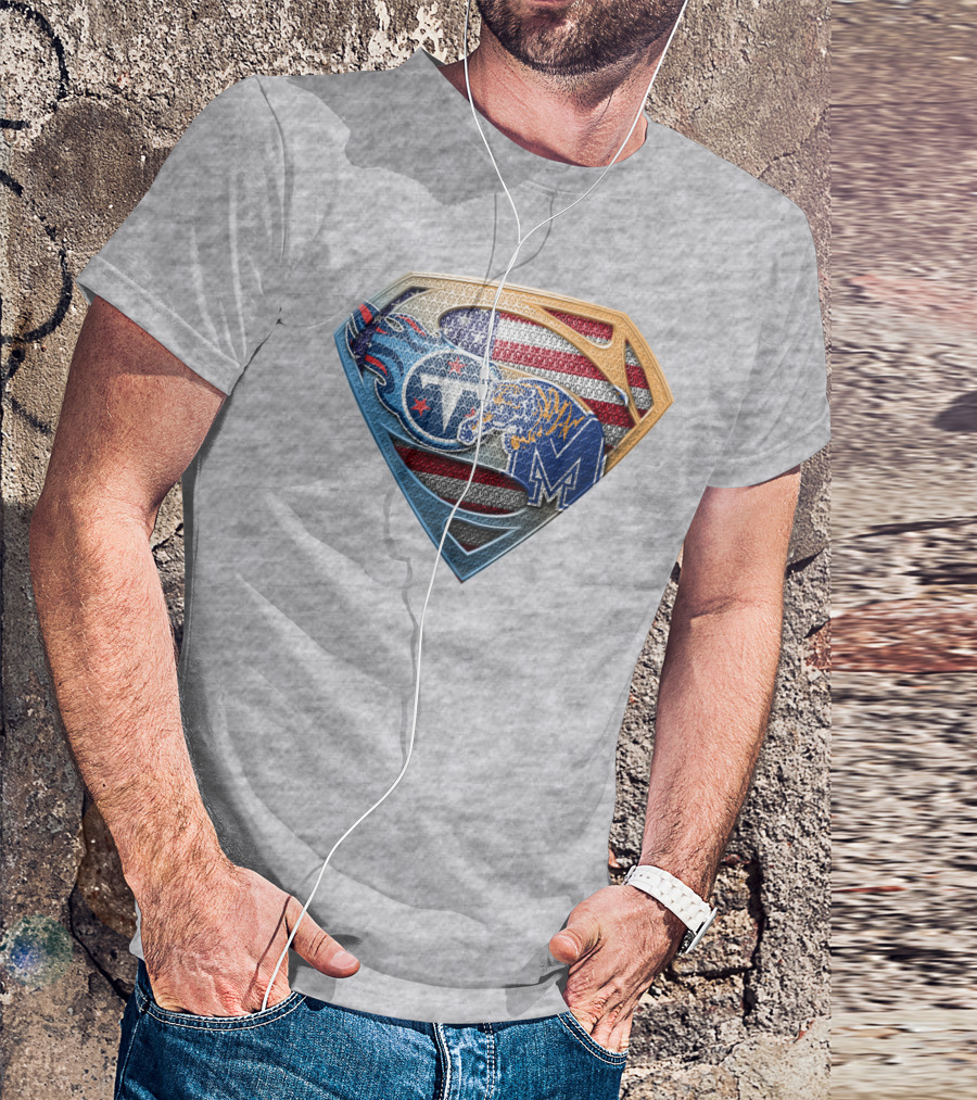 Memphis Tigers American Flag Superman Shield T-Shirt