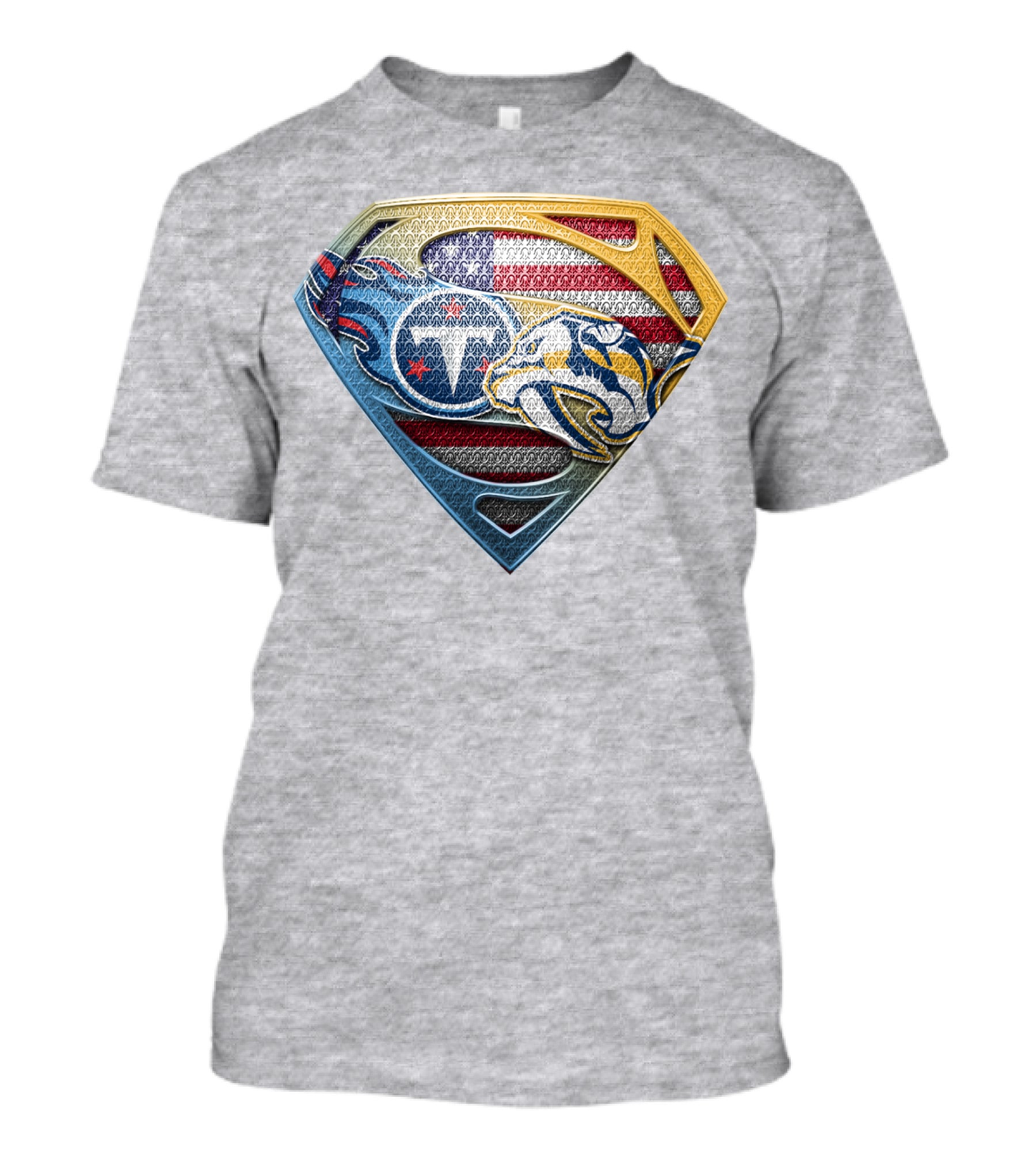 Tennessee Titans Pittsburgh Steelers American Flag Superman T-Shirt