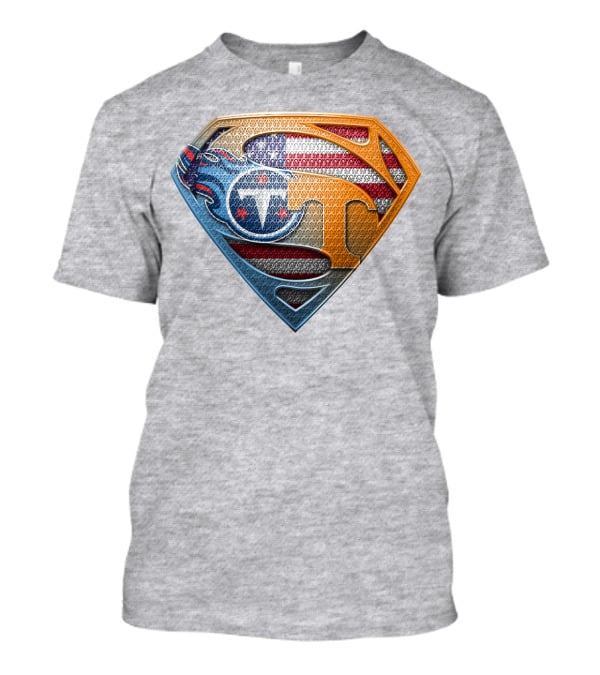 Tennessee Titans Superman Logo With American Flag Pattern T-Shirt