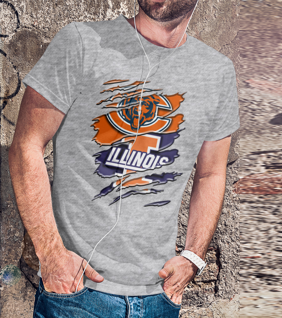 Chicago Bears Illinois Fighting Illini Mashup Rah T-Shirt