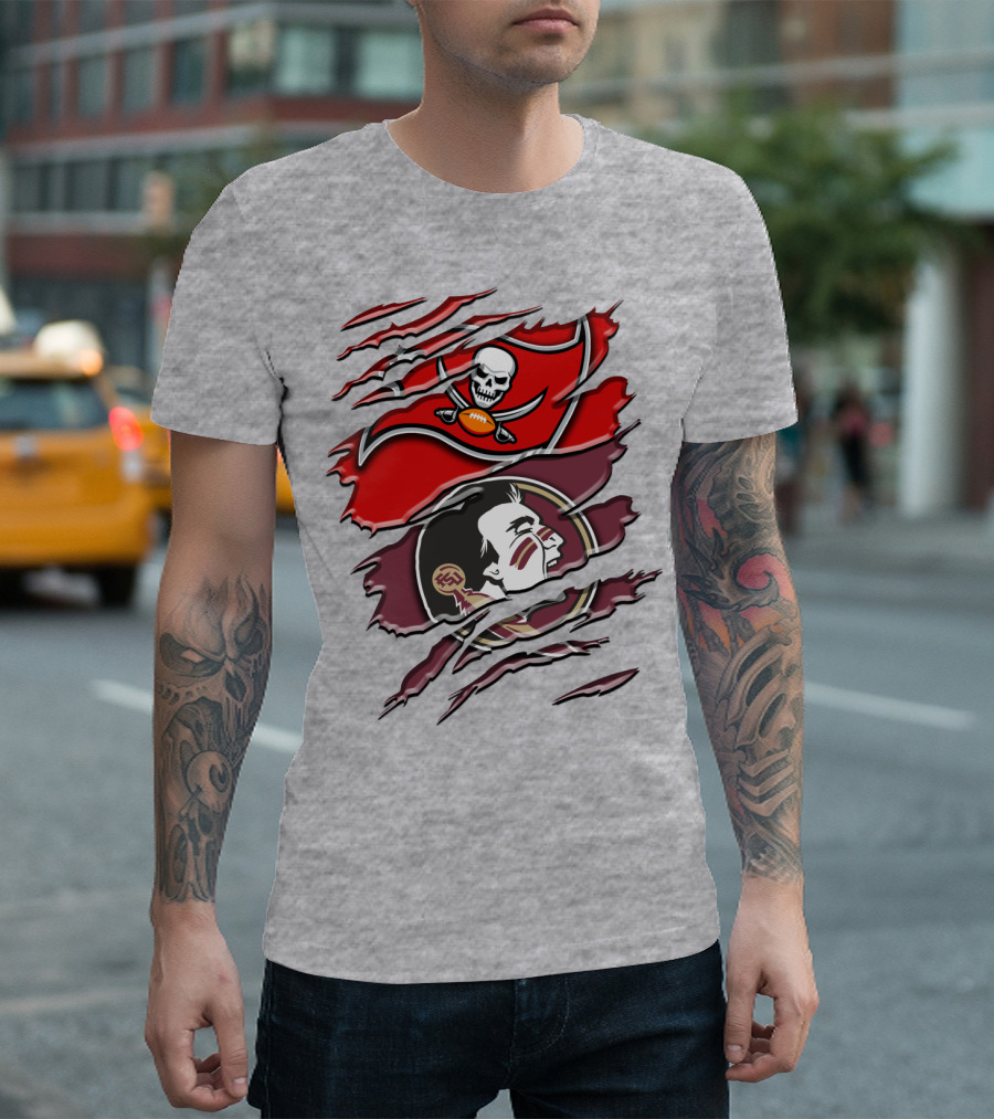 Tampa Bay Buccaneers Florida State Seminoles Logo Mashup T-Shirt