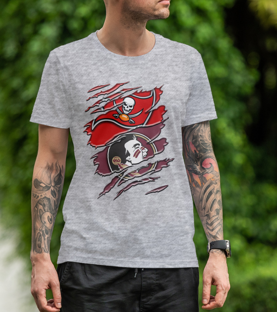Tampa Bay Buccaneers Florida State Seminoles Logo Mashup T-Shirt