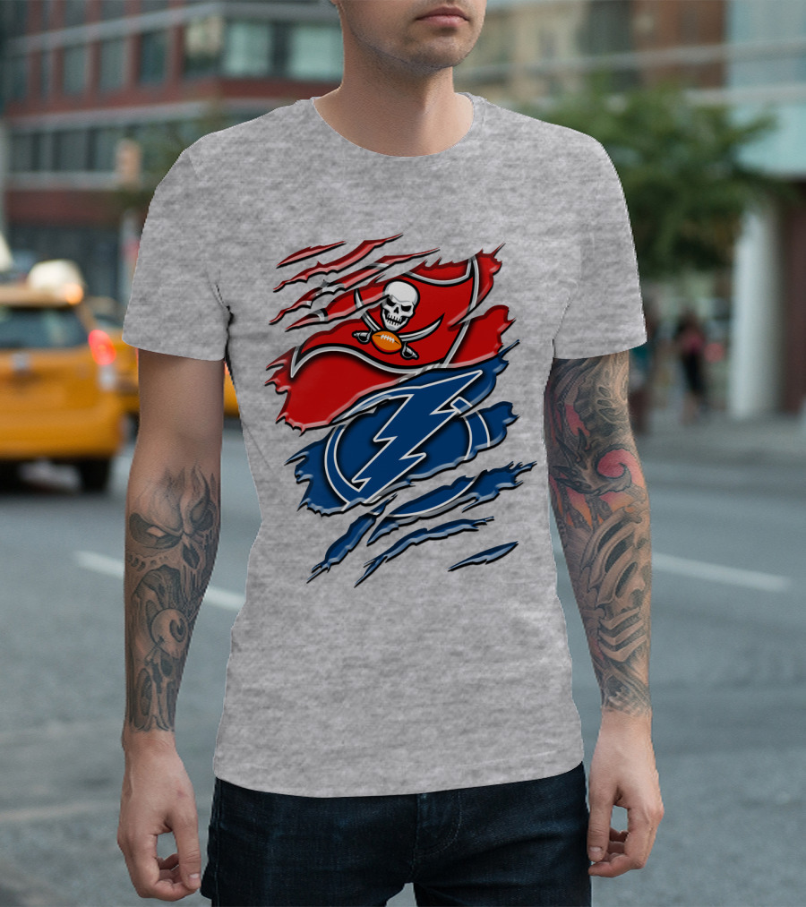 Tampa Bay Buccaneers Lightning Torn Design Rah 026 T-Shirt