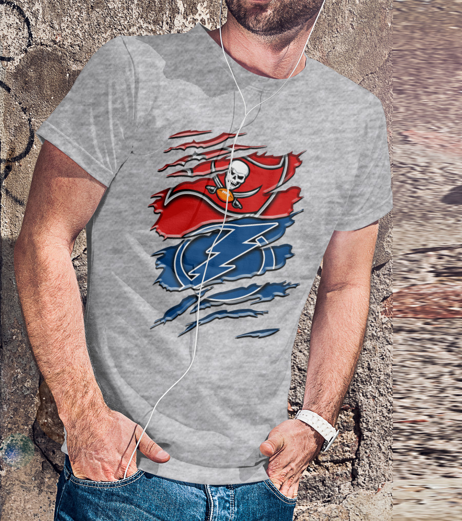 Tampa Bay Buccaneers Lightning Torn Design Rah 026 T-Shirt