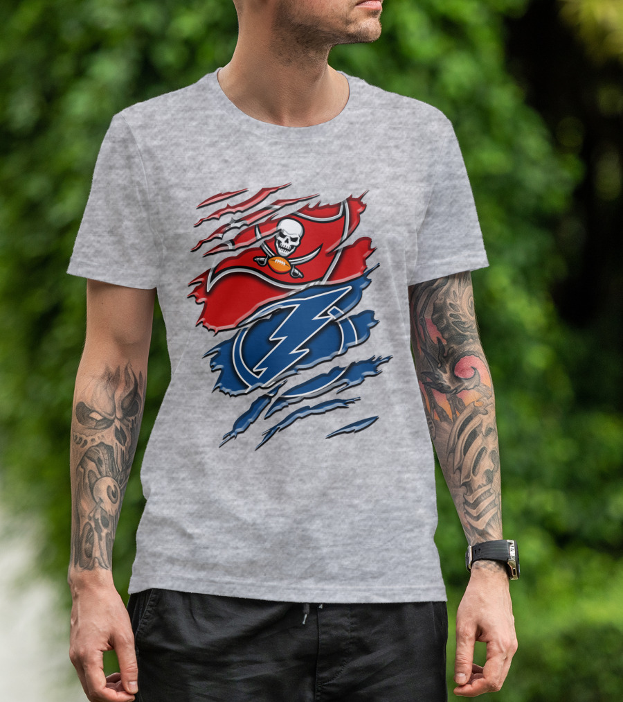 Tampa Bay Buccaneers Lightning Torn Design Rah 026 T-Shirt