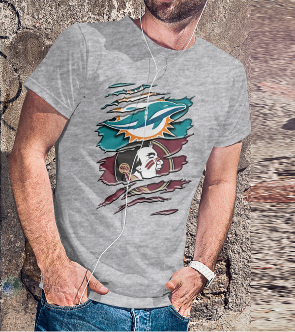 Dolphins Seminoles Fan Fusion T-Shirt