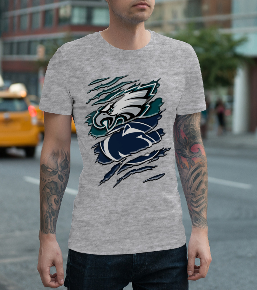 Philadelphia Eagles Penn State Nittany Lions Layered Claw Marks T-Shirt