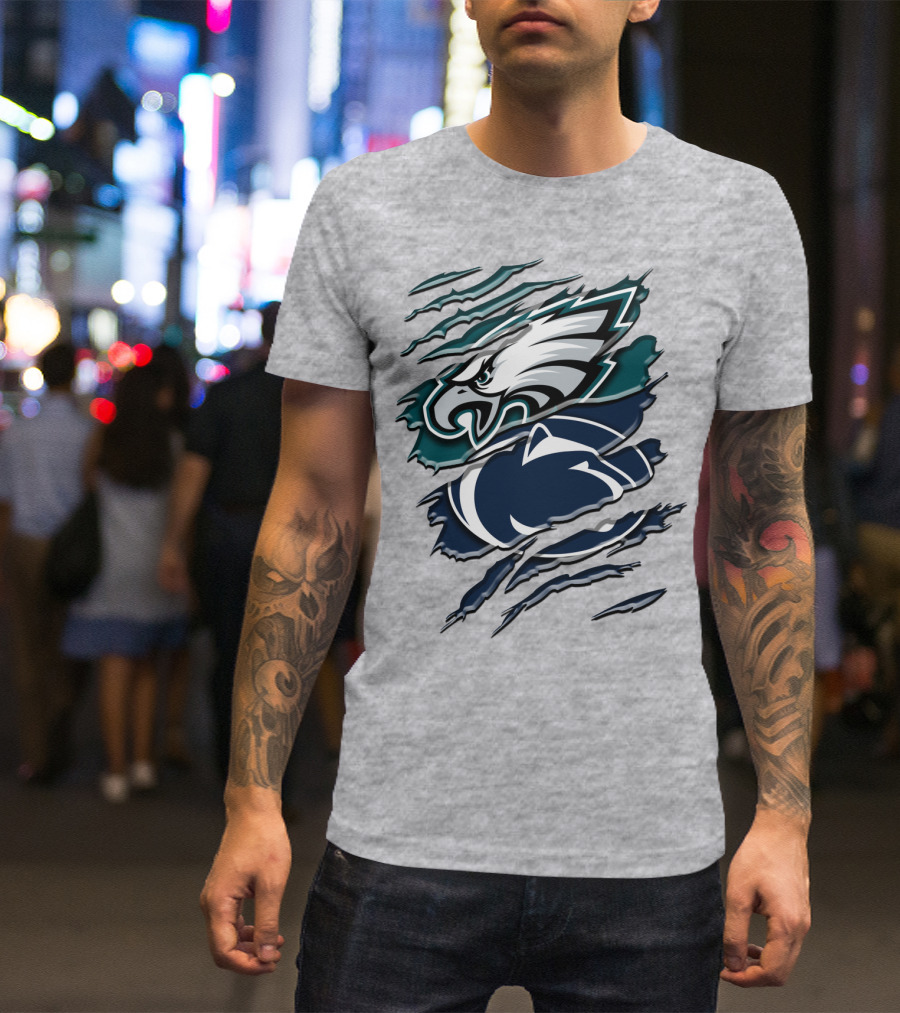 Philadelphia Eagles Penn State Nittany Lions Layered Claw Marks T-Shirt