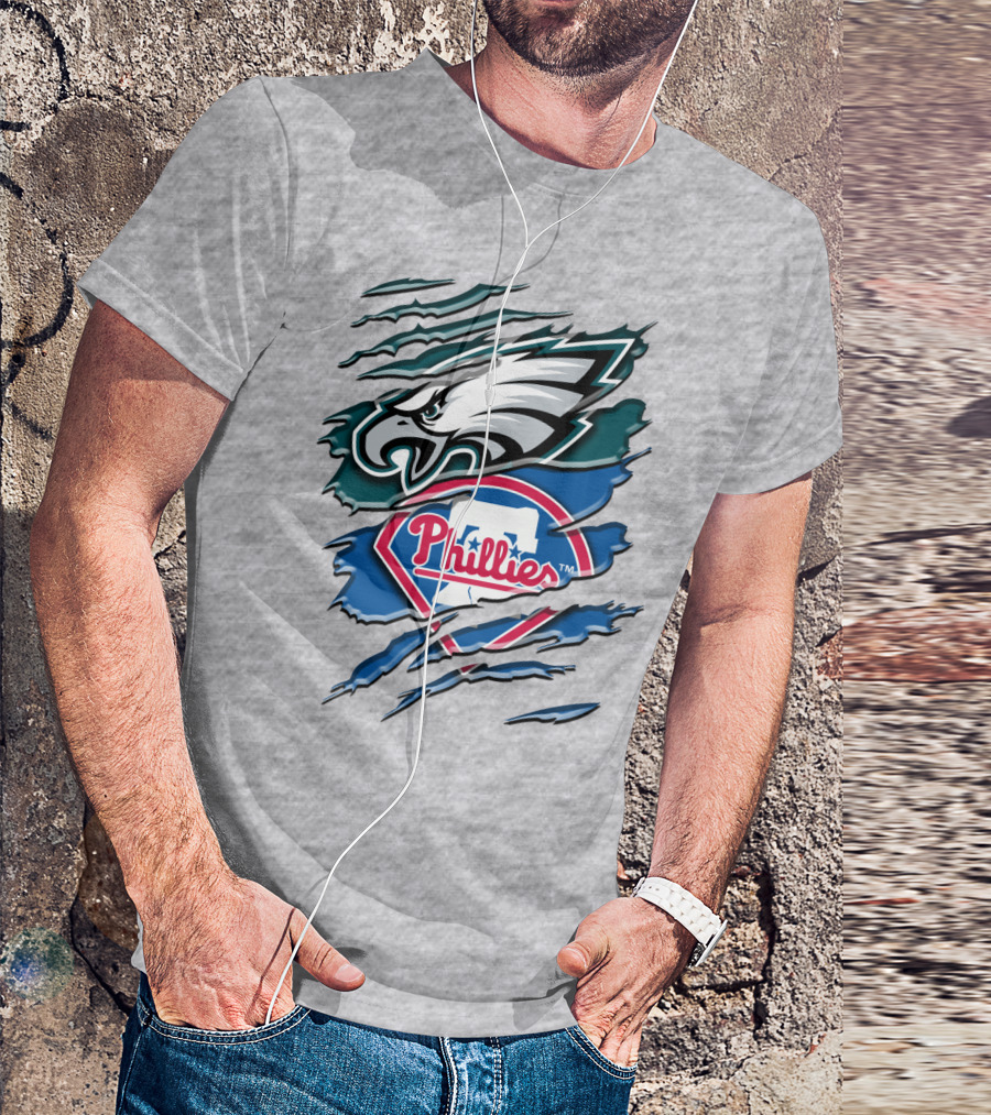Philadelphia Eagles Phillies Logo Mashup T-Shirt