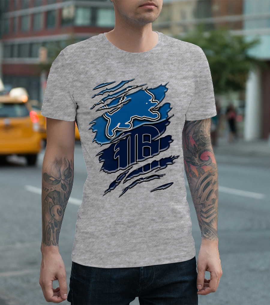 Detroit Lions Tigers Blue Rah 075 T-Shirt