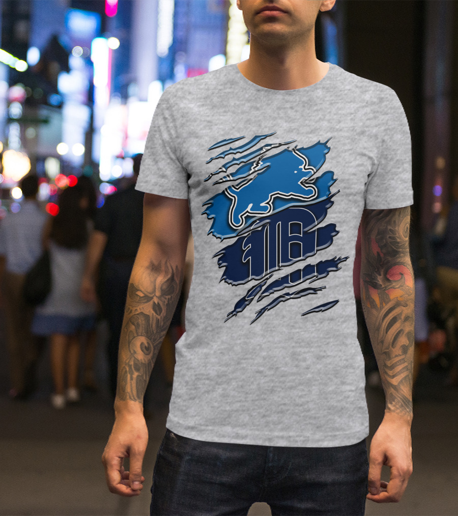 Detroit Lions Tigers Blue Rah 075 T-Shirt