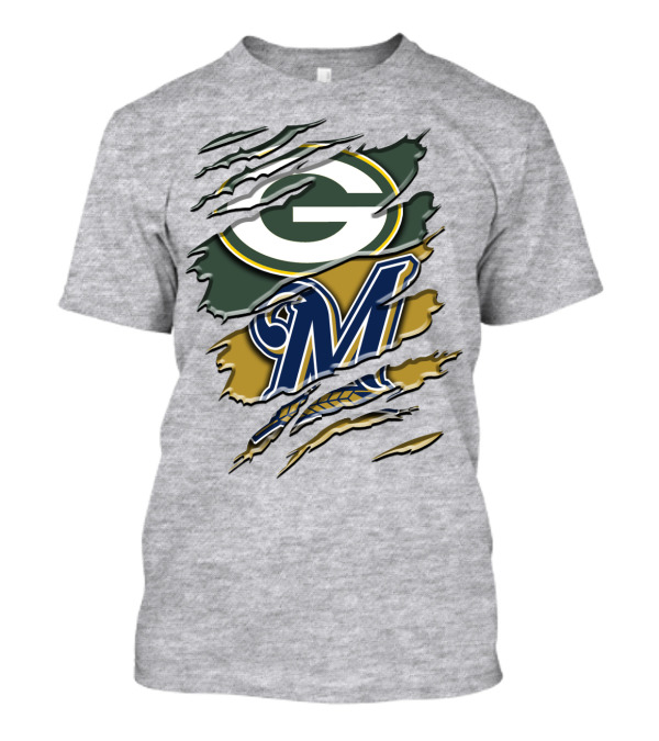 Green Bay Packers Milwaukee Brewers Crossover T-Shirt