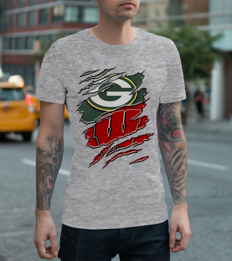 Green Bay Packers Wisconsin Badgers Claw Marks T-Shirt