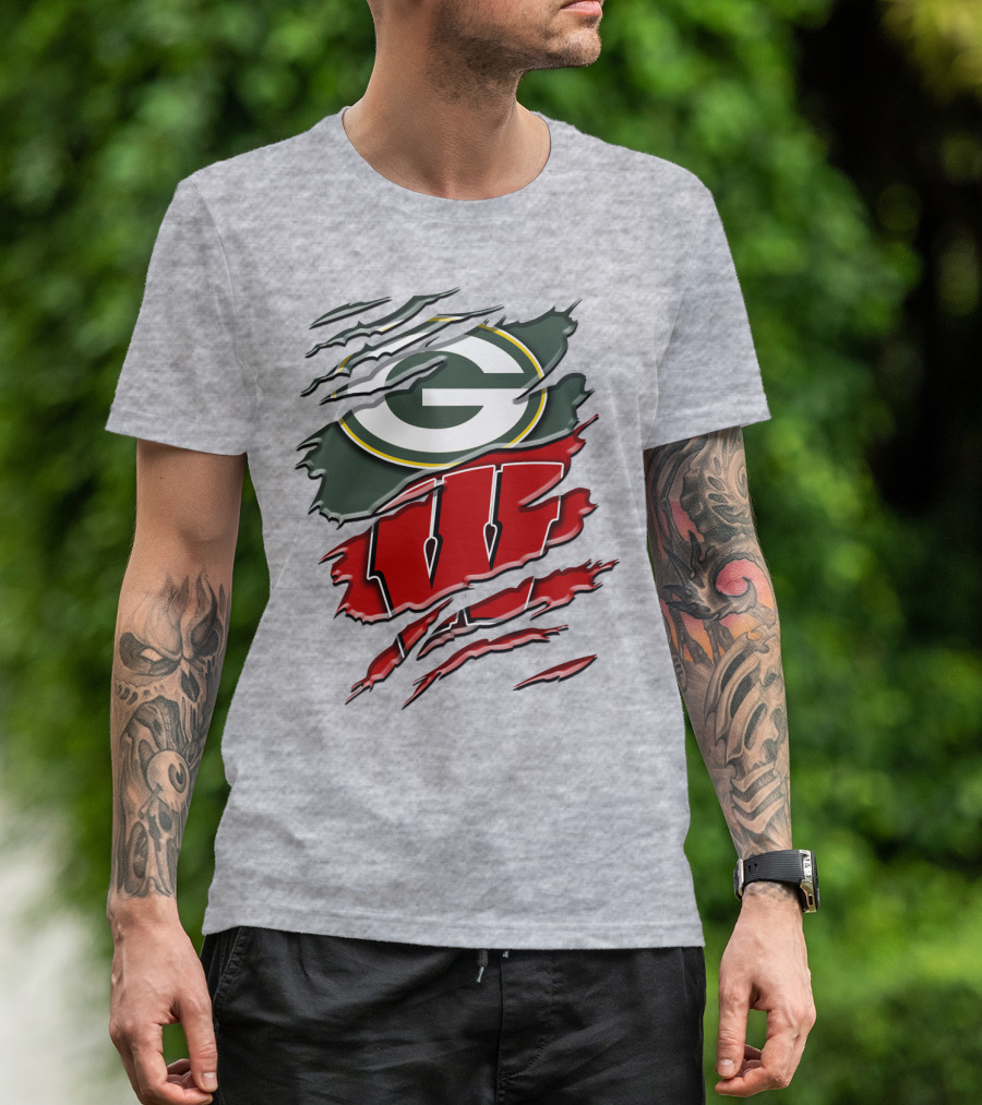 Green Bay Packers Wisconsin Badgers Claw Marks T-Shirt