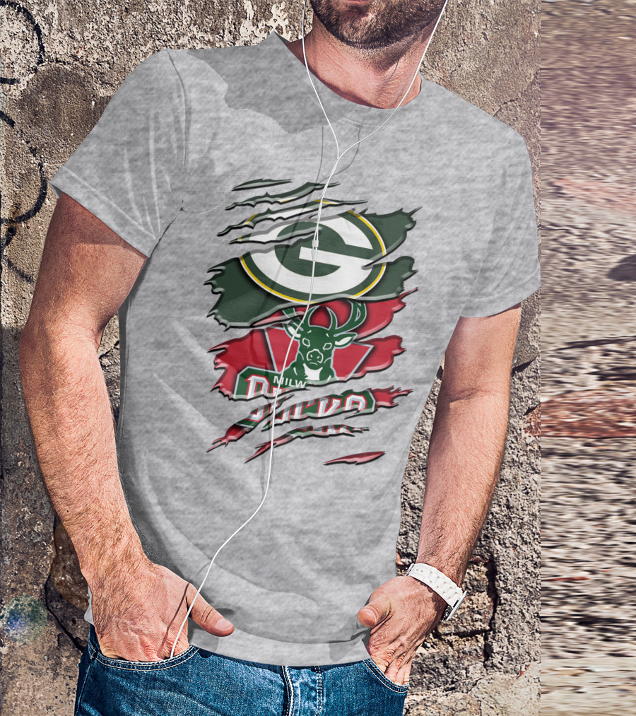 Milwaukee Bucks Green Bay Packers Crossover Rah T-Shirt