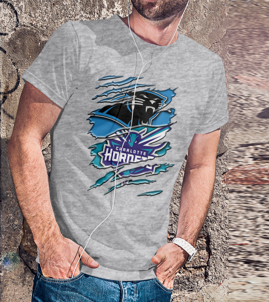 Panther And Charlotte Hornets Logo Rah T-Shirt