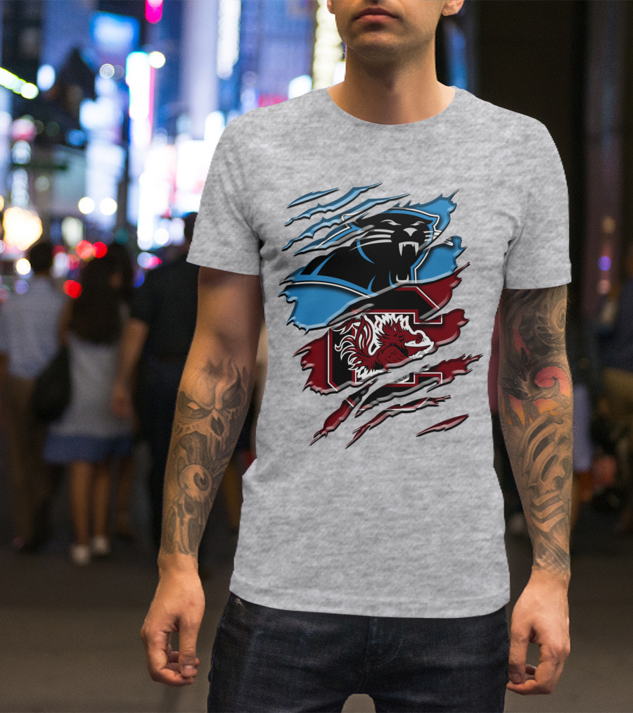 Carolina Panthers Gamecocks Ripped T-Shirt