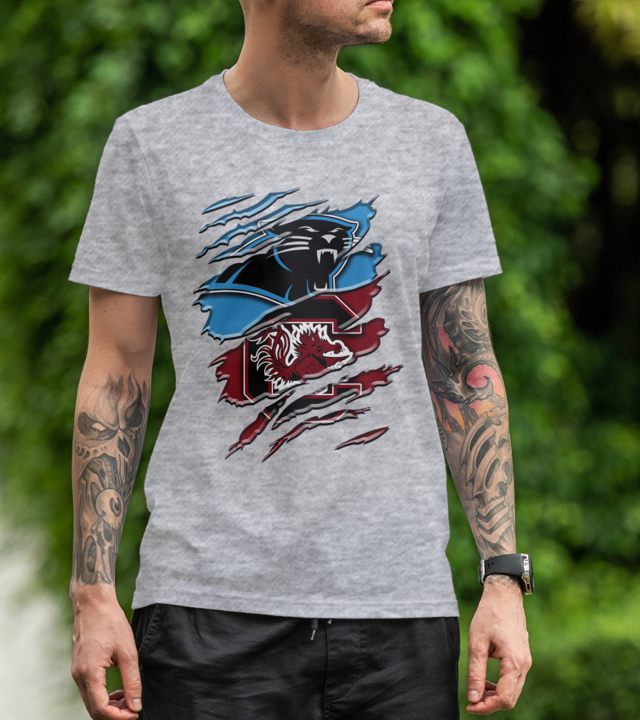 Carolina Panthers Gamecocks Ripped T-Shirt