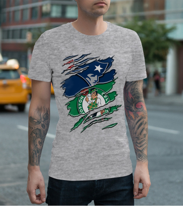 Patriots And Boston Celtics Logo Mashup Rah 090 T-Shirt